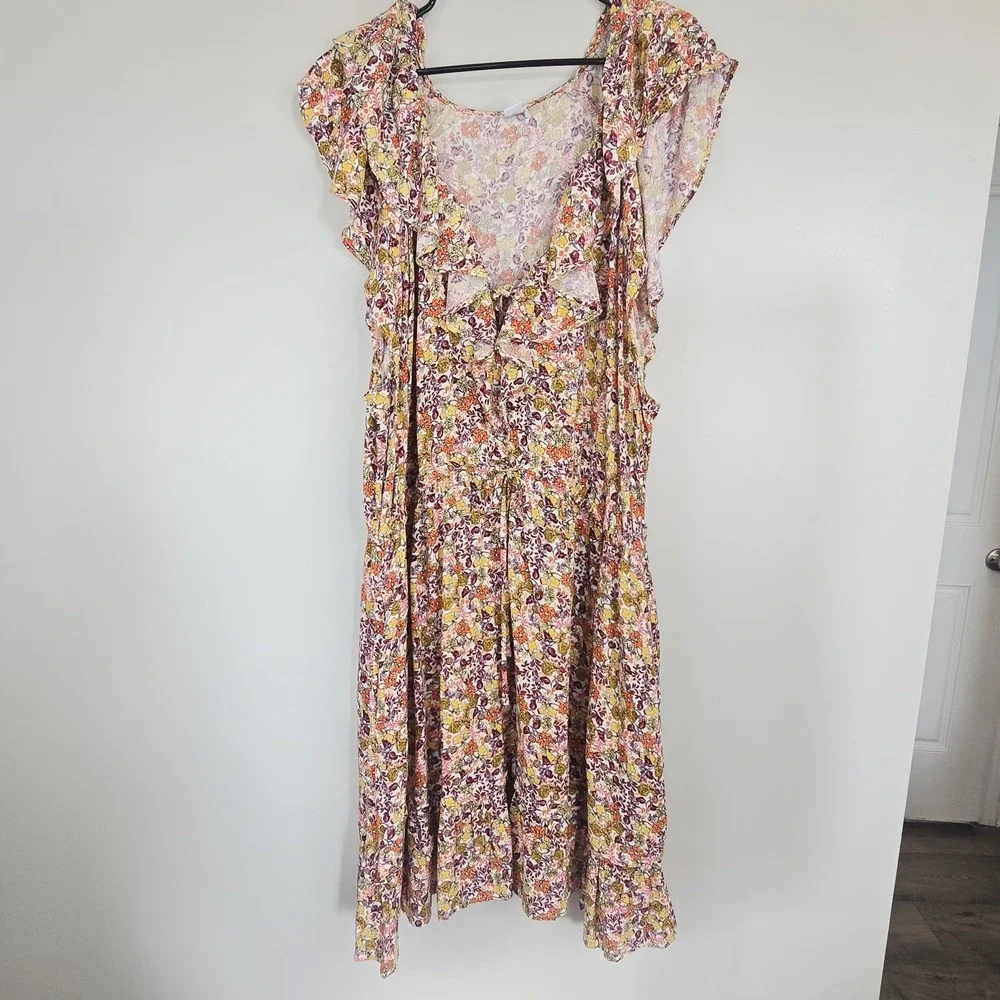 Old Navy Waist-Defined Flutter-Short‎ Sleeve Floral Mini Dress Pullover 3X.E176 - Picture 2 of 14